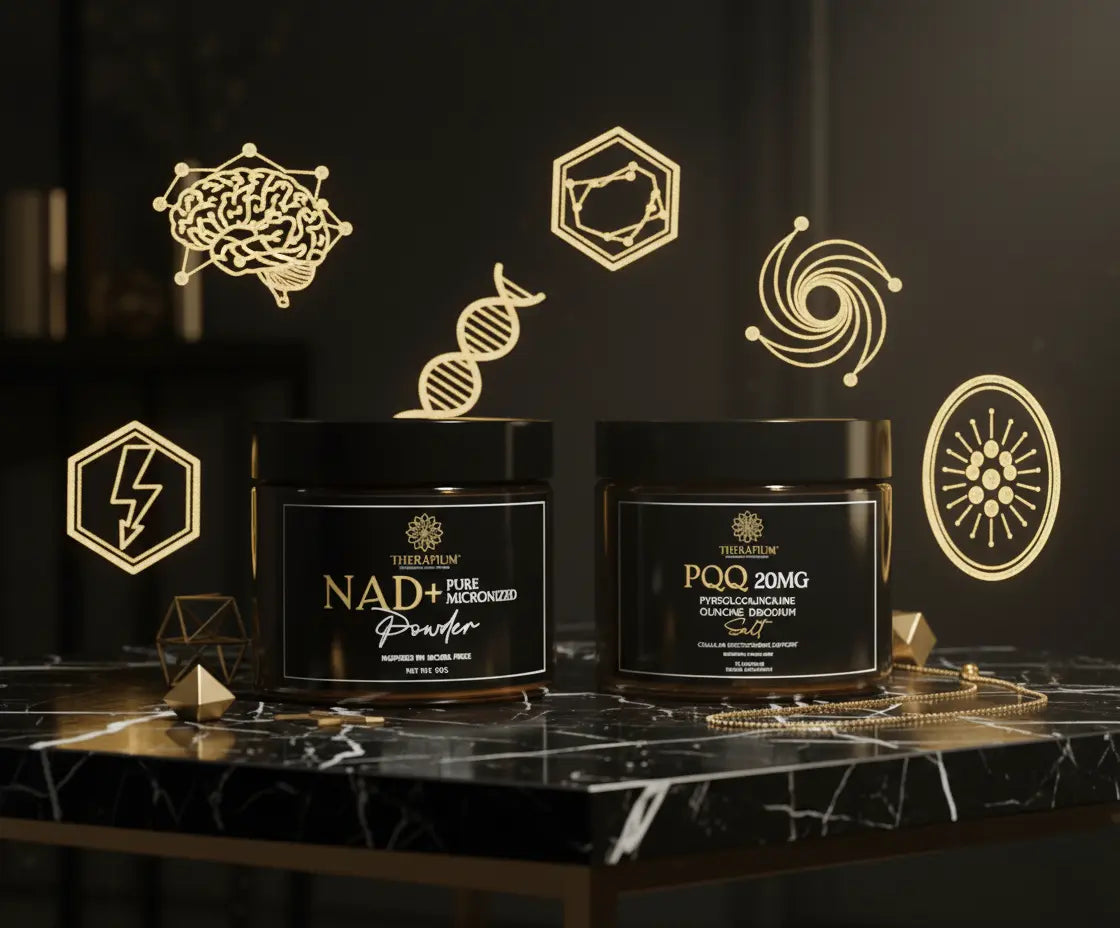THERAPIUM™ Brain & Vitality Duo – NAD+ Powder 10g + PQQ Capsules (30 Therapium